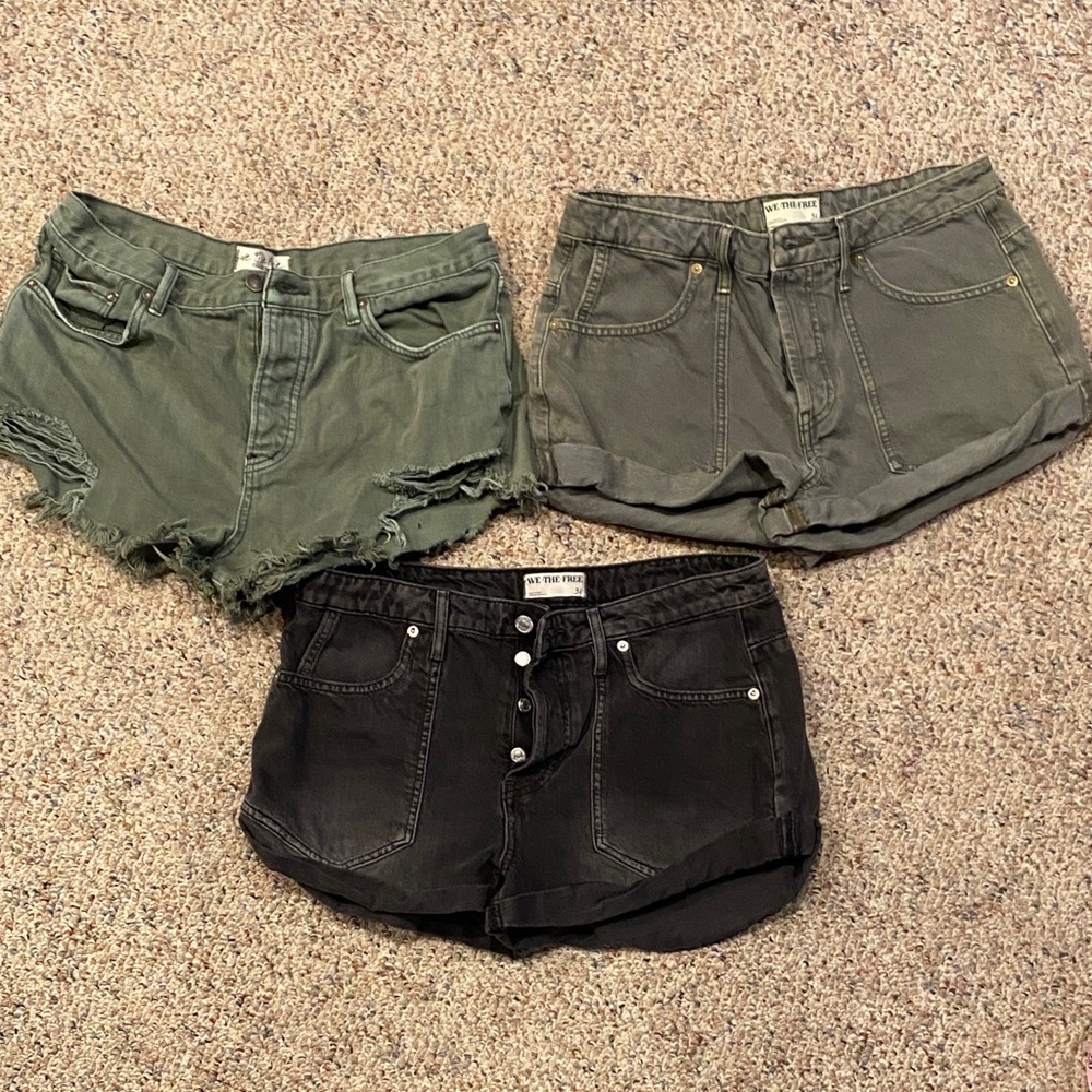Free People We The Free Good Vibrations Jean Shorts Lot of 3 - Size 31